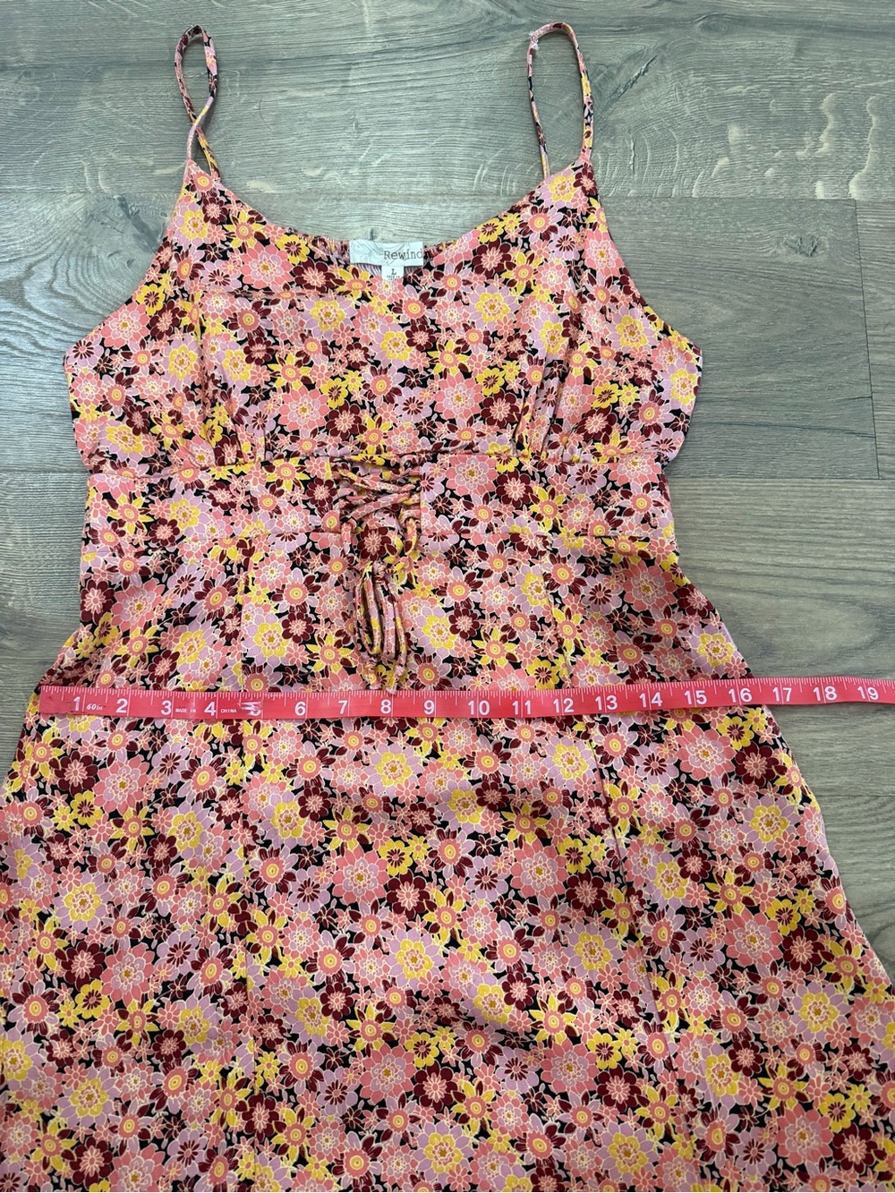 Pink Floral Boho Tie Front Slit Maxi Dress L - Picture 9 of 11